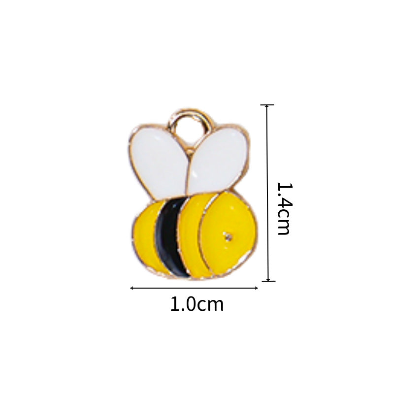 Wholesale 10pcs/pack  Alloy Oil Dripping Cartoon Bee Animal DIY Earrings Keychain Pendant Jewelry Accessories Bag Pendant
