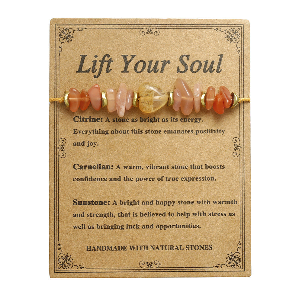 Wholesale Beaded Stone Bracelet Heart-Shaped Rose Quartz Red Agate Gravel Combination Crystal  Bracelet