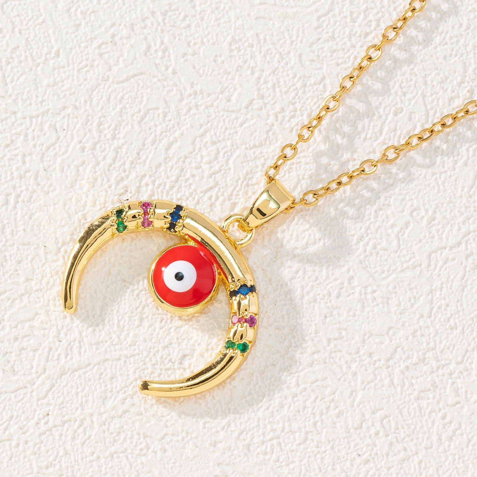 Wholesale Bohemian Evil Eye Pendant Necklace Copper Zircon Drop Oil Fashion Accessory Boutique Resale