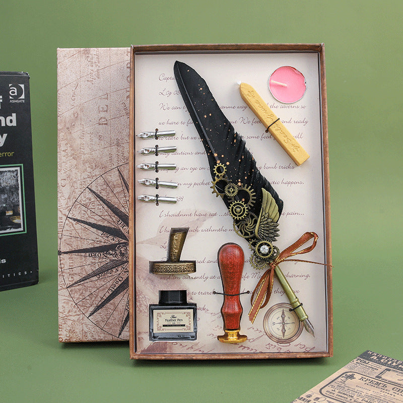 Wholesale retro feather pen suit  gift box