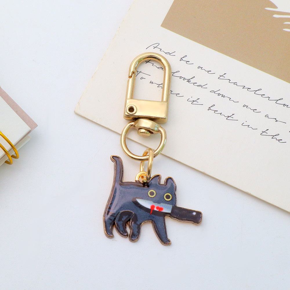 Wholesale Cartoon Cat Metal Pendant Keychain Bag Charm Car Key Accessory Gift