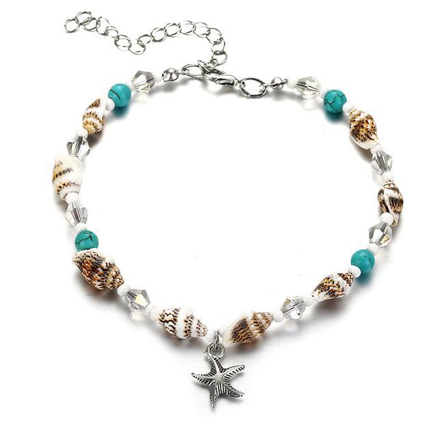 Wholesale starfish shell bracelet retro beach style rice bead turtle anklet ACC-BT-Xiaoy004