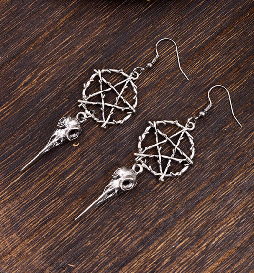 Wholesale Zinc Alloy Punk Star Crow Pendant Earrings Dark Gothic  Style For Party Wear