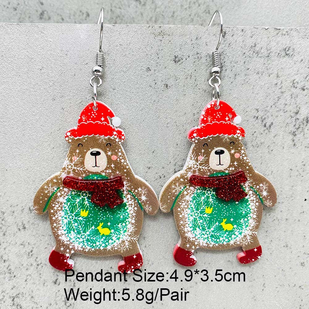 Wholesale  Christmas Earrings Stereo Snowman Dwarf  Santa Claus Acrylic Earrings