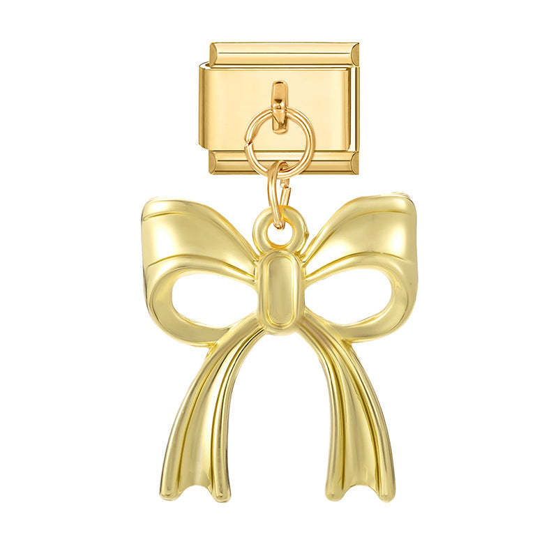 Wholesale Italian Charm Bracelet 9mm DIY Splicing Bow Series Stainless Steel Composable Bracelet