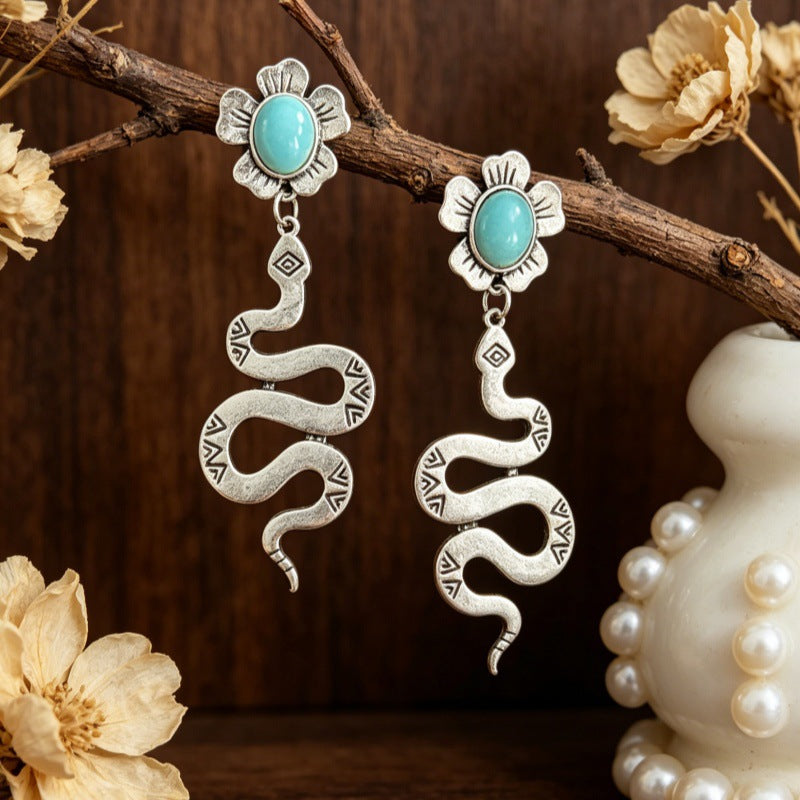 Wholesale Eco-Friendly Alloy Vintage Snake Earrings Fashion Jewelry Accessory Gift