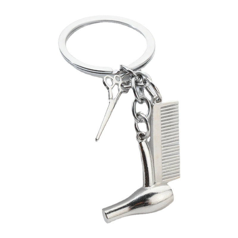 Wholesale Alloy hair dryer scissors keychain