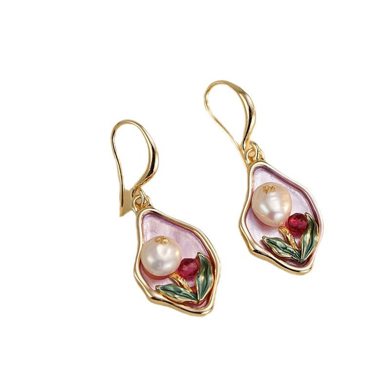 Wholesale Hand-painted Oil Painting Freshwater Pearl Earrings