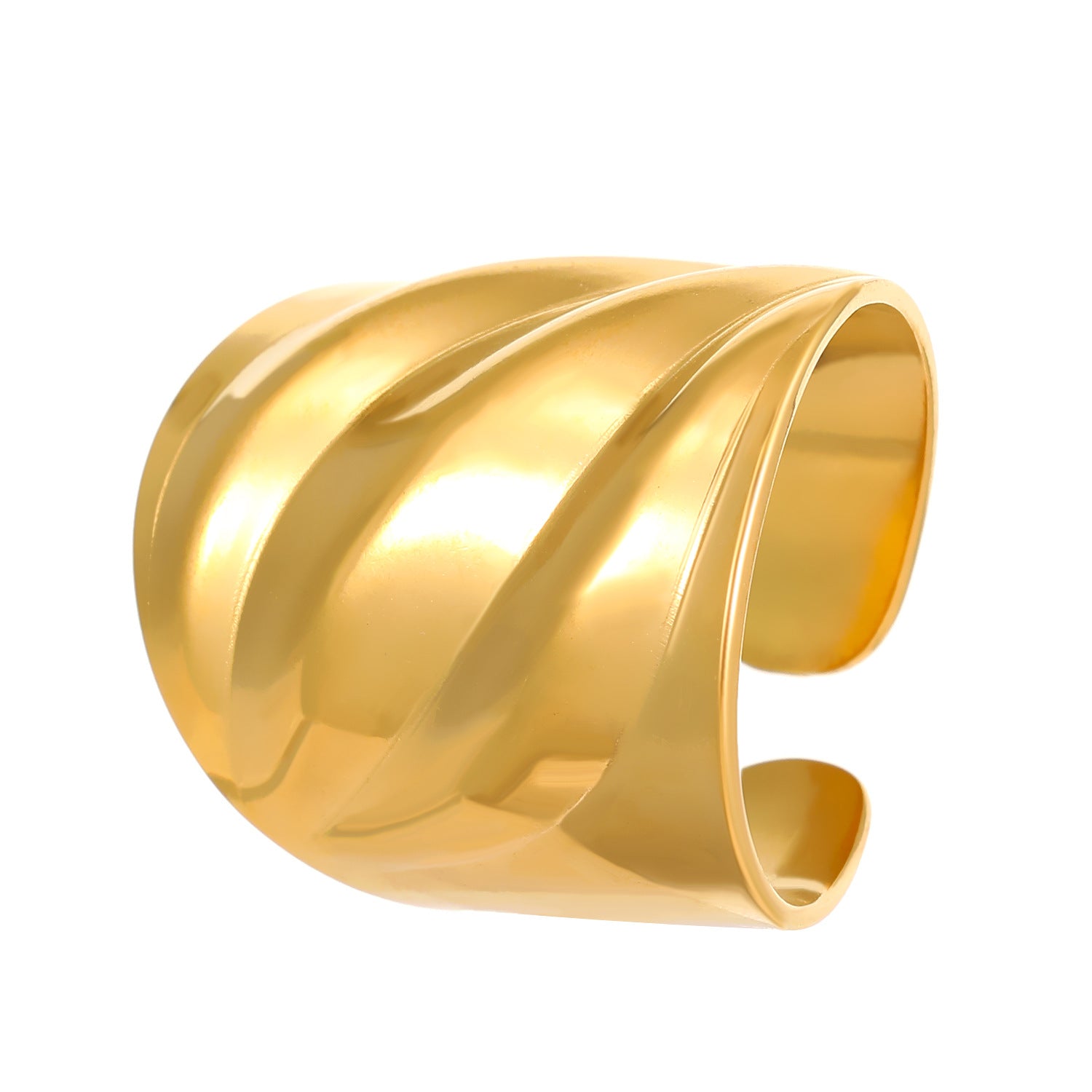 Wholesale 18k Gold Stainless Steel Open Ring with Dragonfly Floral Design Fashion Accessory