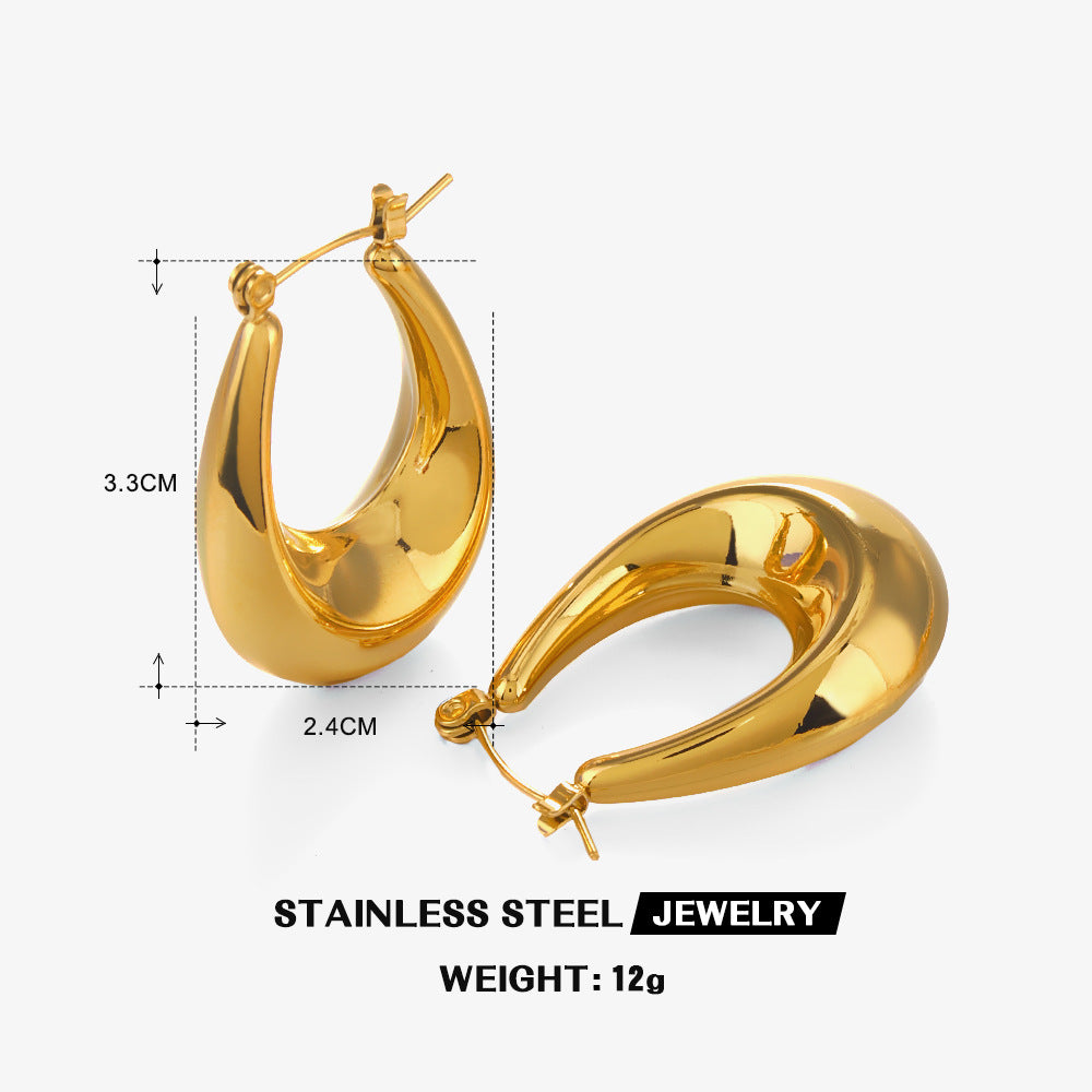 Wholesale popular geometric stainless steel light luxury hollow earrings