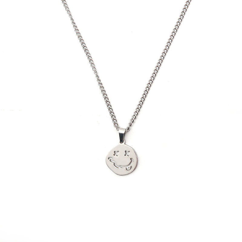 Wholesale Titanium Steel  Irregular Smiley Face Pendant Cold Style Clavicle Chain