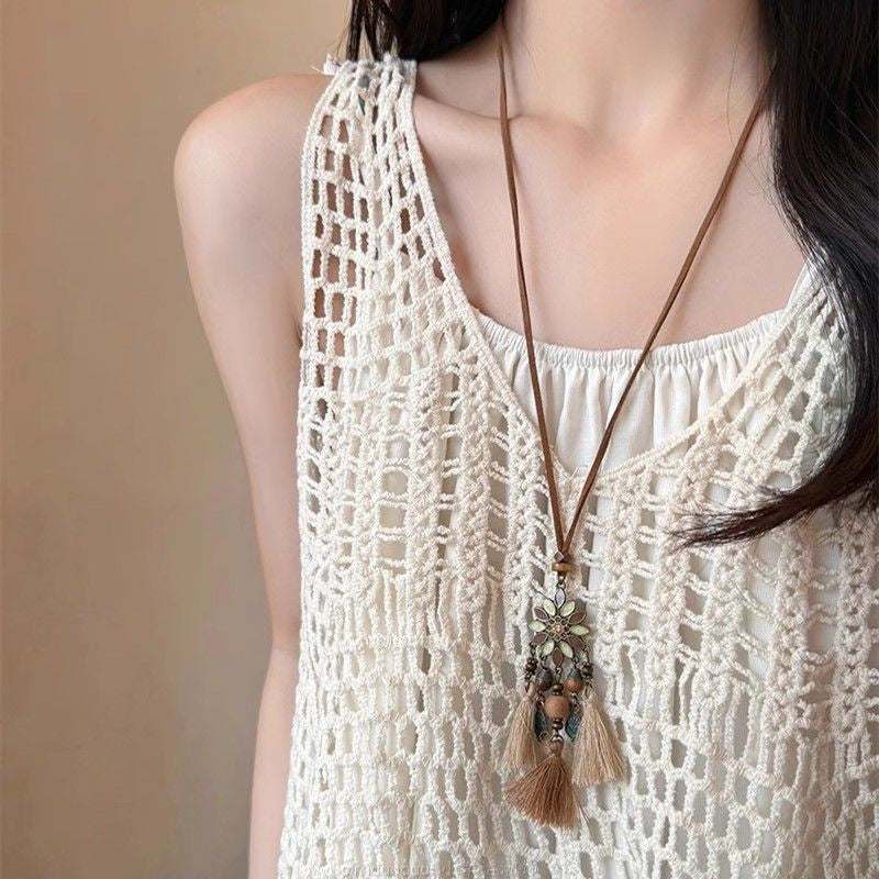 Wholesale Bohemian Flower Pearl Necklace