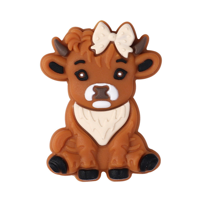 Wholesale 20pcs Cartoon Highland Cattle Focal Beads DIY Bead Accessories