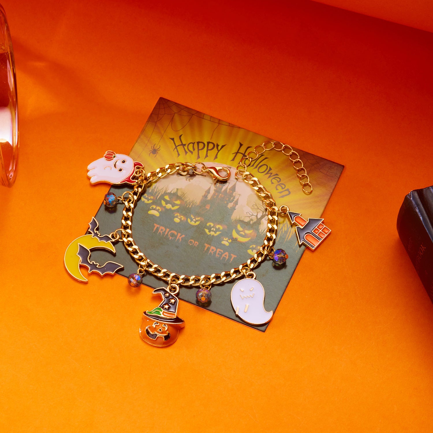 Wholesale Halloween Pumpkin House Bat Ghost Pendant Bracelet