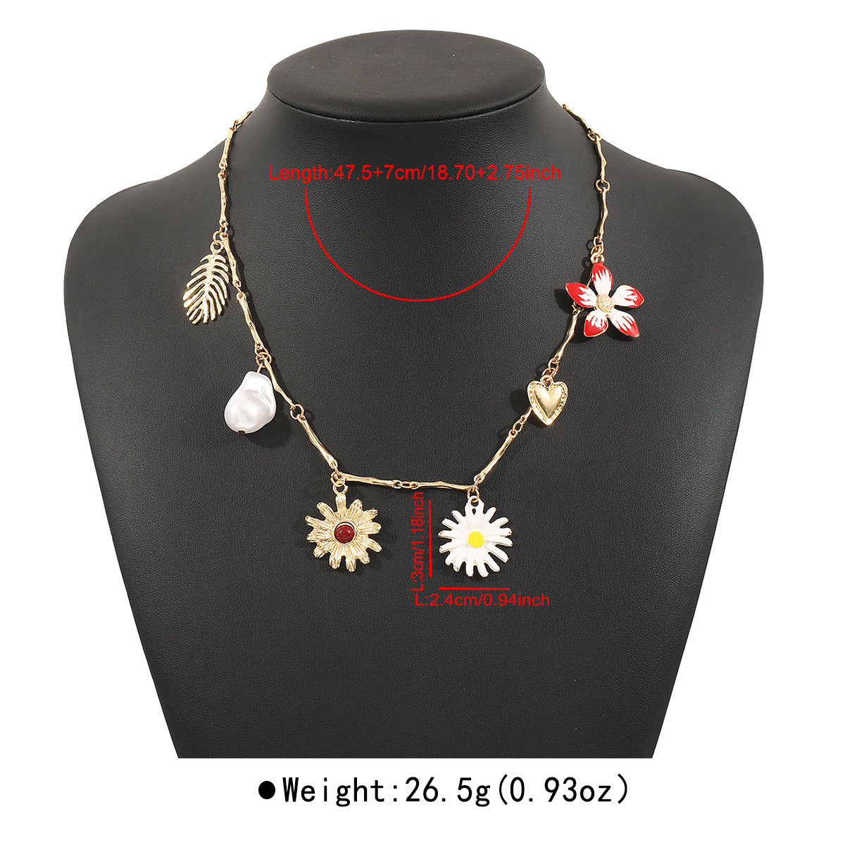 Wholesale butterfly flower multi-pendant necklace Retro simple design alloy necklace