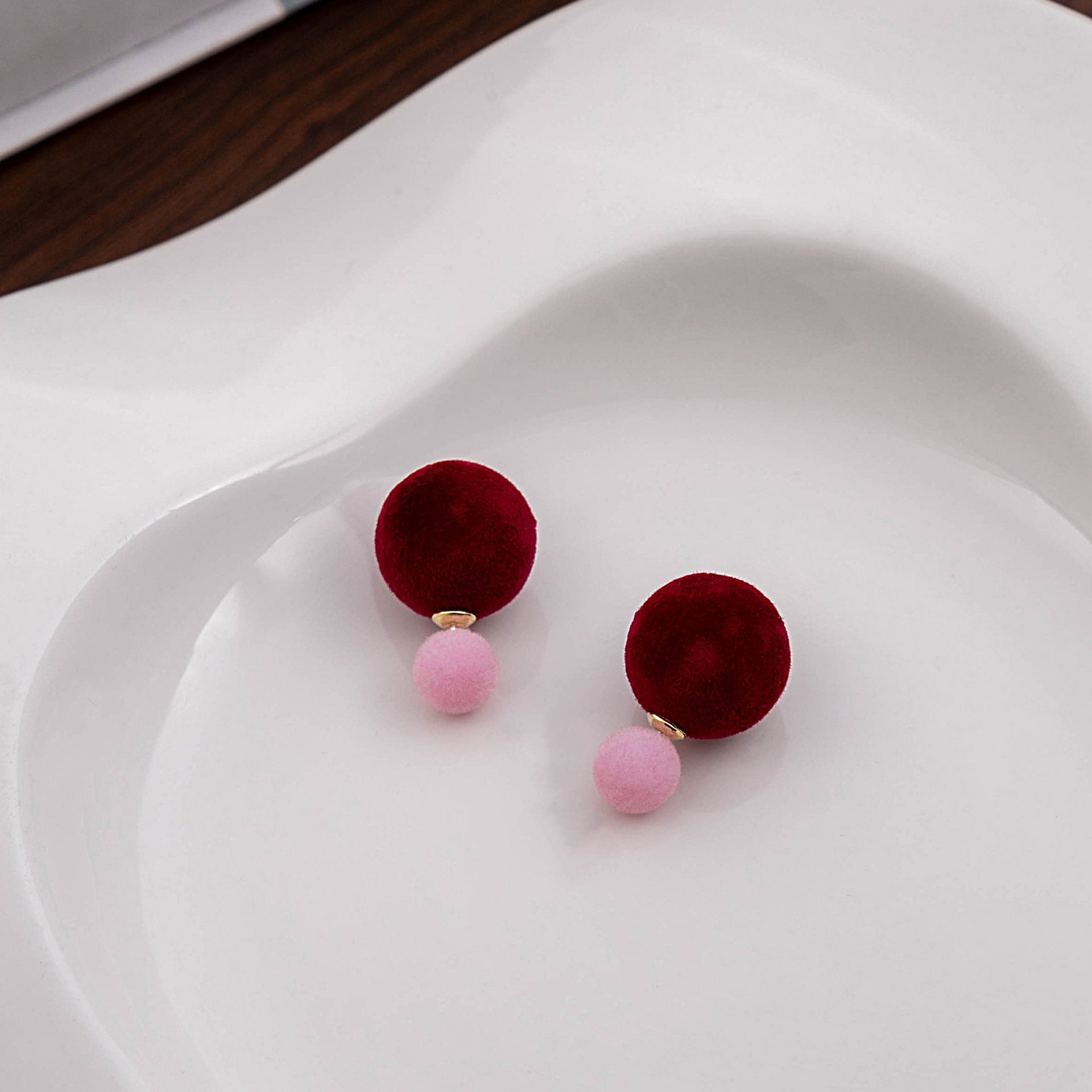 Wholesale Contrast Velvet Balloon Earrings ACC-ES-MDD063