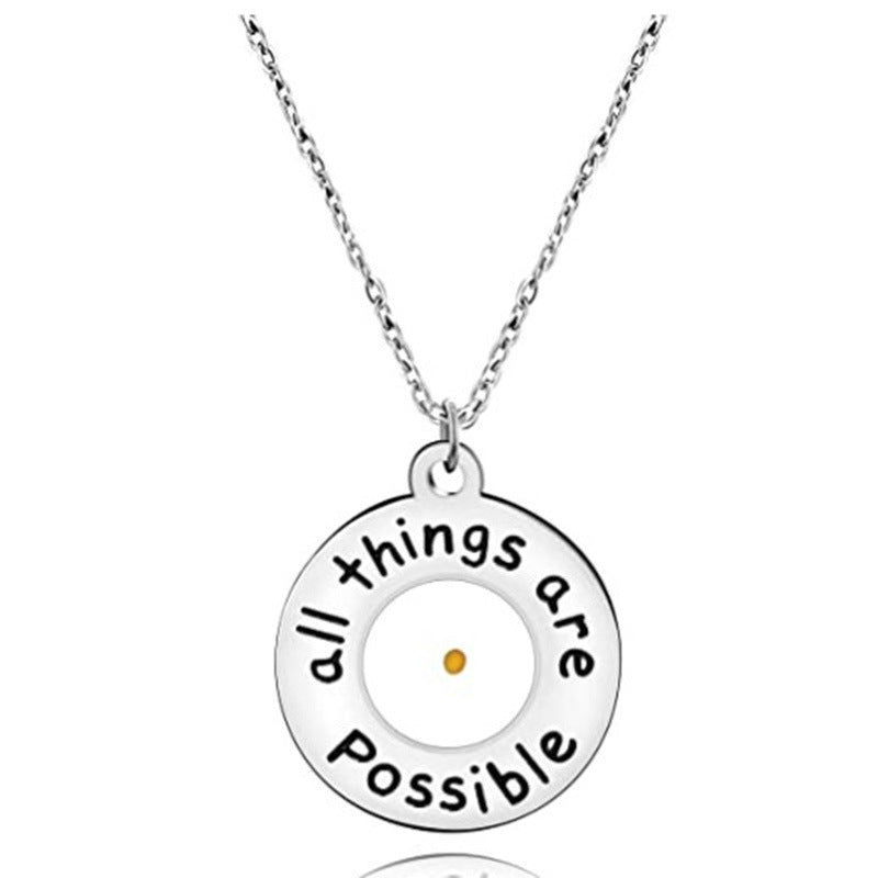 Wholesale stainless steel round lettering mustard seed pendant necklace