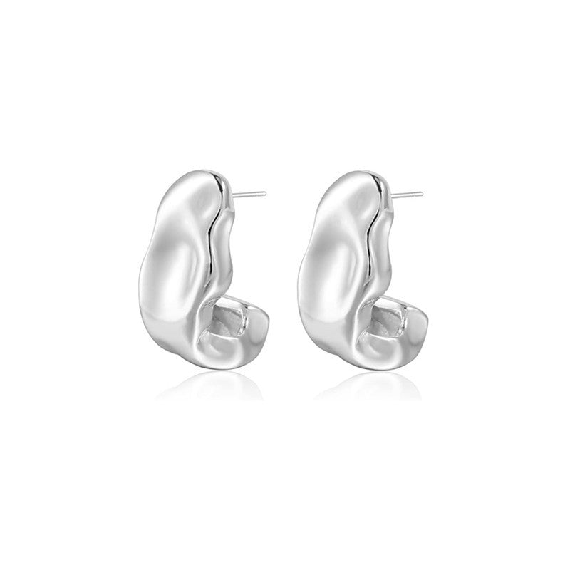 Wholesale Hammer Patterned Irregular Metal Pleated Metal Earrings