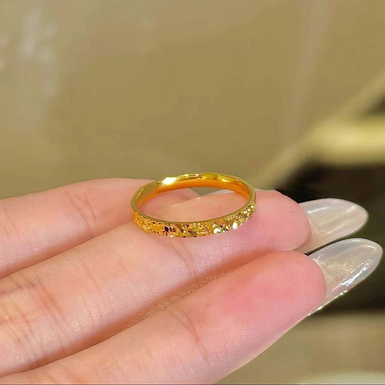 Wholesale Trendy Gold Tone Geometric Starlight Women S Ring Zinc Alloy Fashion Accessory Boutique Resale