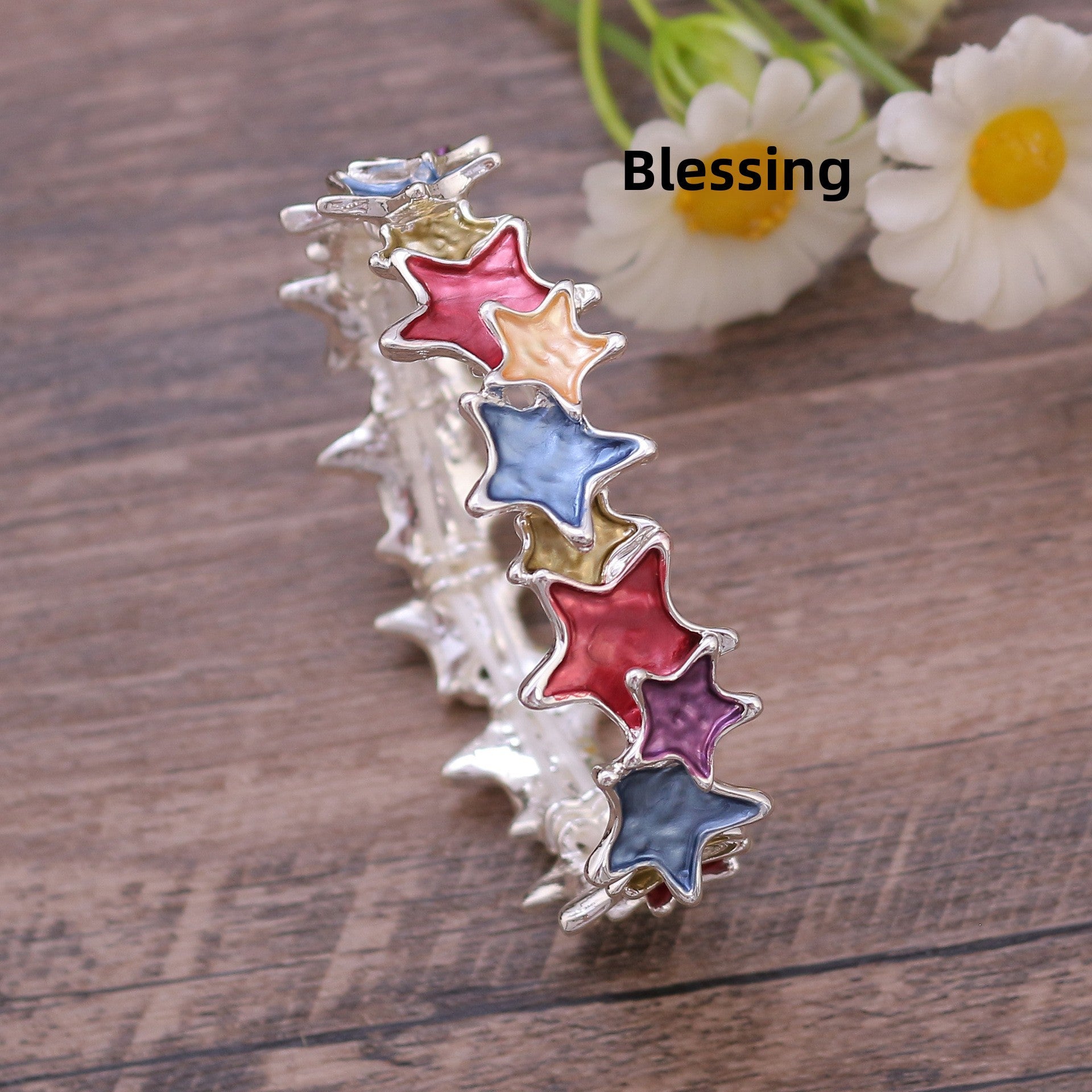 Wholesale Colorful Star Pattern Handmade Oil Painted Bracelet