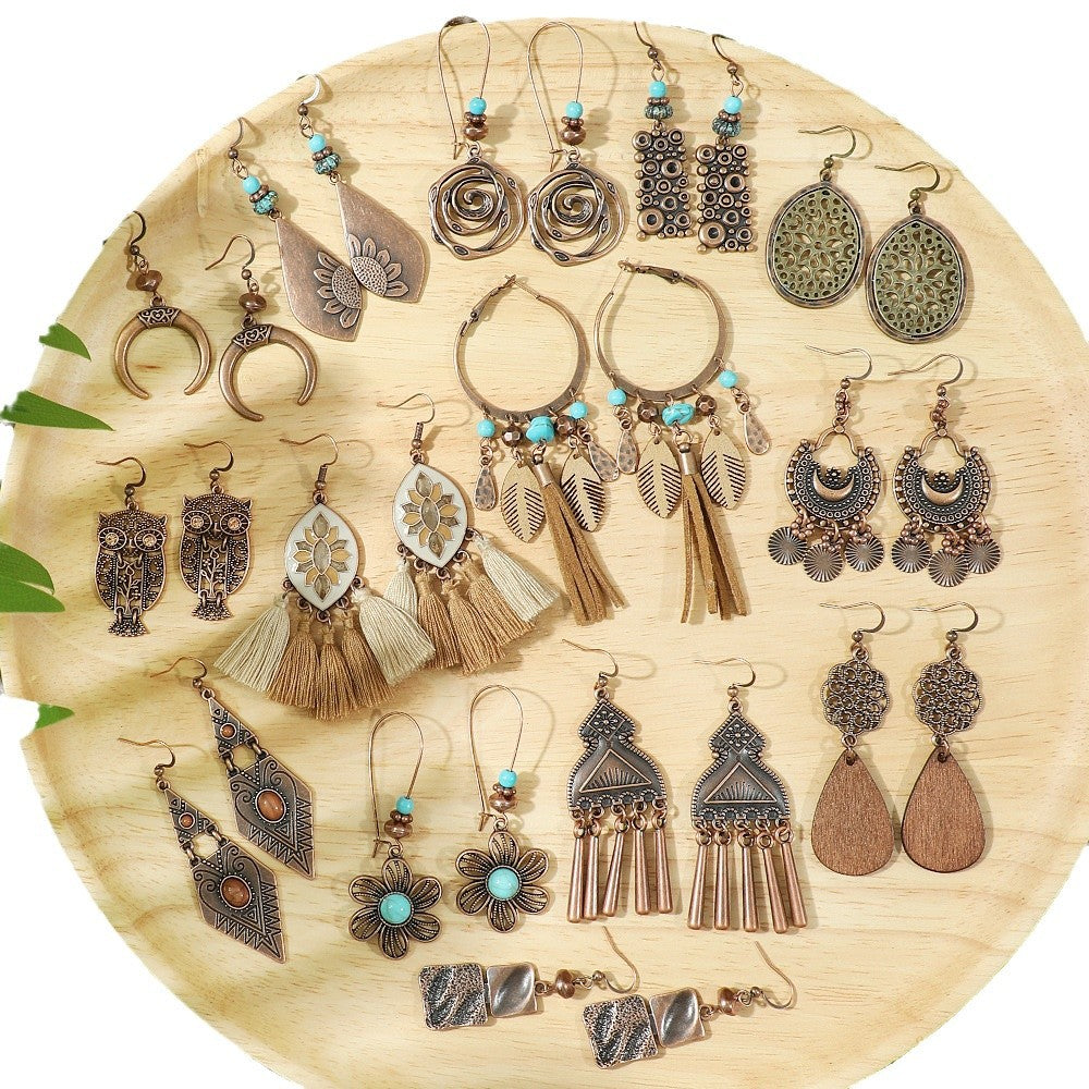 Wholesale Retro Bohemian Earrings Maillard Color Trendy Fashion Accessory for Autumn Winter