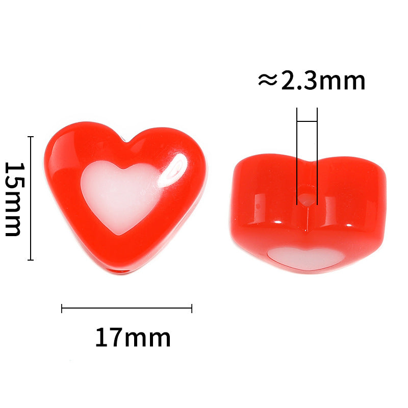 Wholesale 100pcs Acrylic Color Matching Double Love Vertical Hole Beads Diy Accessories ACC-BDS-BLG100