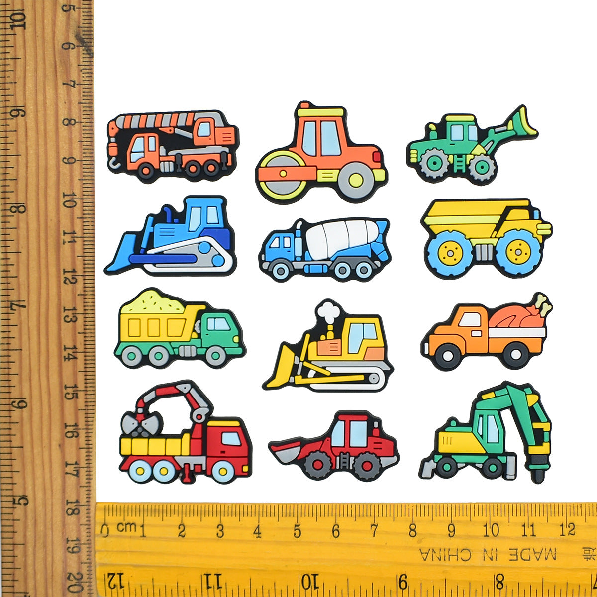 Wholesale Random 100pcs Cartoon construction  PVC Soft Rubber Shoe Buckle Decoration