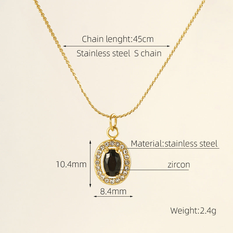 Wholesale Double Layer Diamond Encrusted Titanium Steel Square Zircon Necklace Stainless Steel Clavicle Chain ACC-NE-ZhongXin003