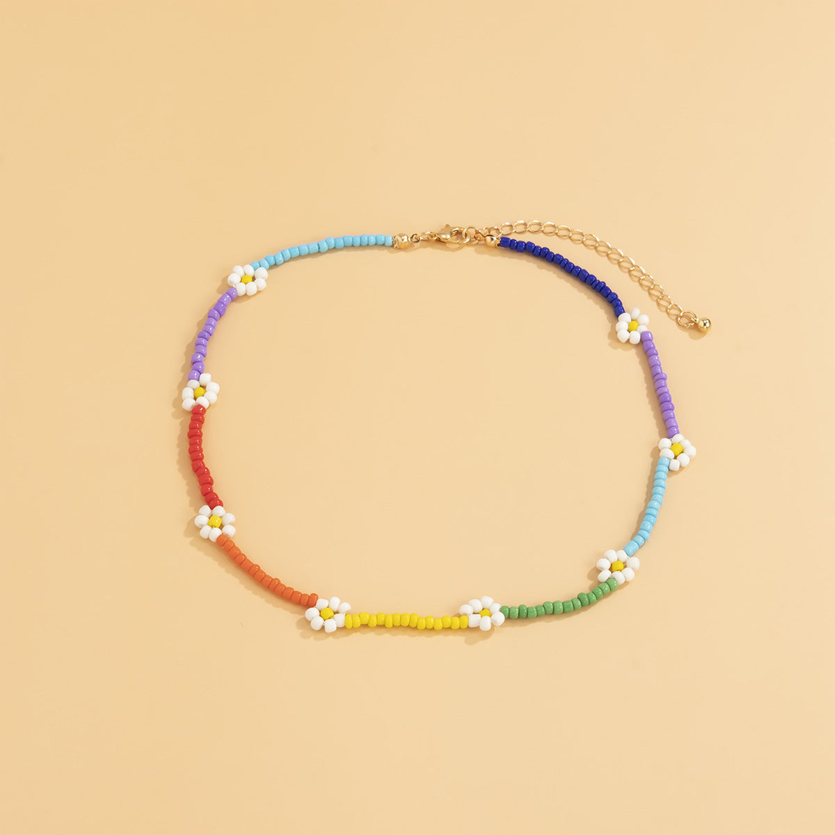 Wholesale  small Daisy contrast color stitching clavicle chain  necklace