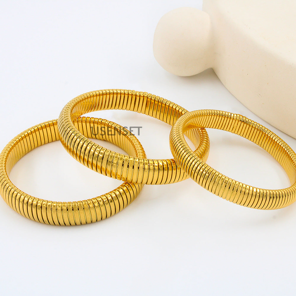 Wholesale Elastic Bracelet Stainless Steel Bracelets 18K Gold Plated Bracelet ACC-BT-Yueshi006