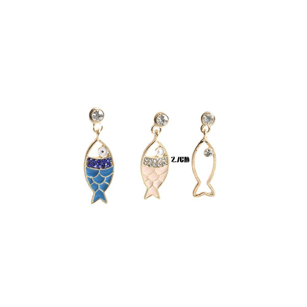 Wholesale Bohemian Fashion Personalized Diamond Hollow Fish  Earrings