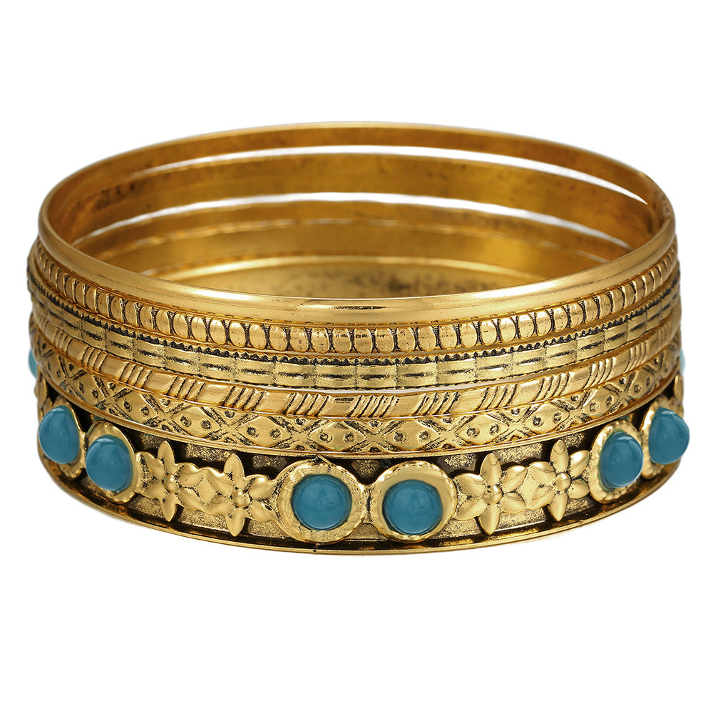 Wholesale Set of 12 Bracelets Set Cross-Border Jewelry Bohemian Style Multi-Layer Alloy Bracelets