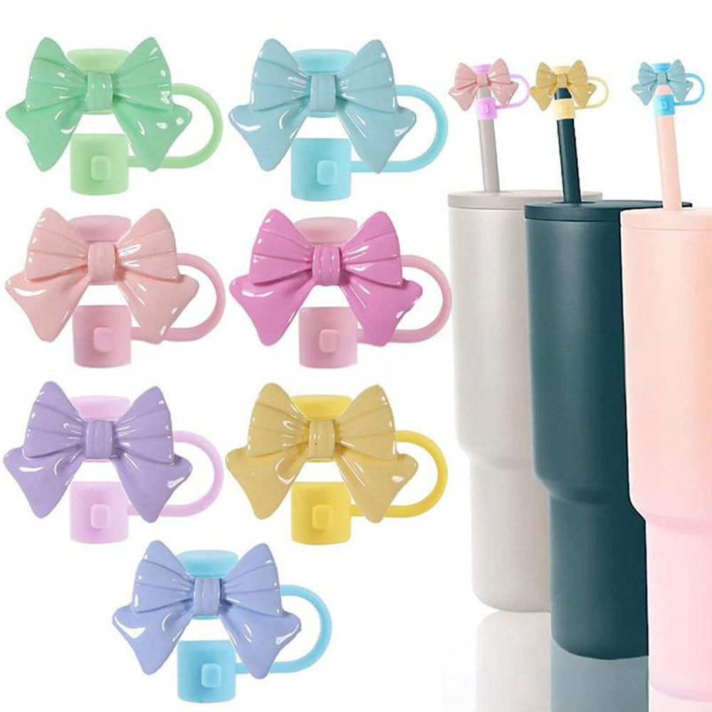 Wholesale  Cute Bow 10mm PVC Soft Straw Tube Cap