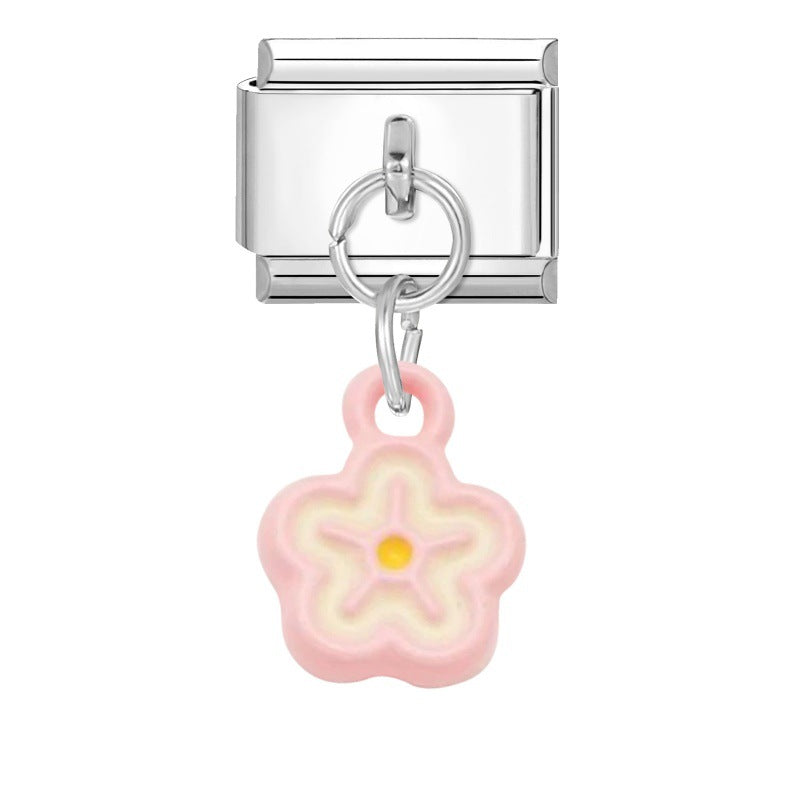 Wholesale Italian Charm Bracelet 9mm DIY Splicing Flower Pendant Stainless Steel Composable Bracelet