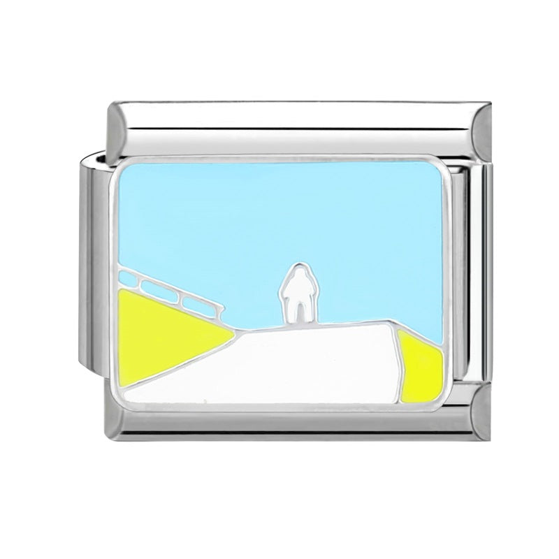 Wholesale  Italian Charm Bracelet 9mm DIY  Blue Series Creative Stainless Steel Composable Bracelet