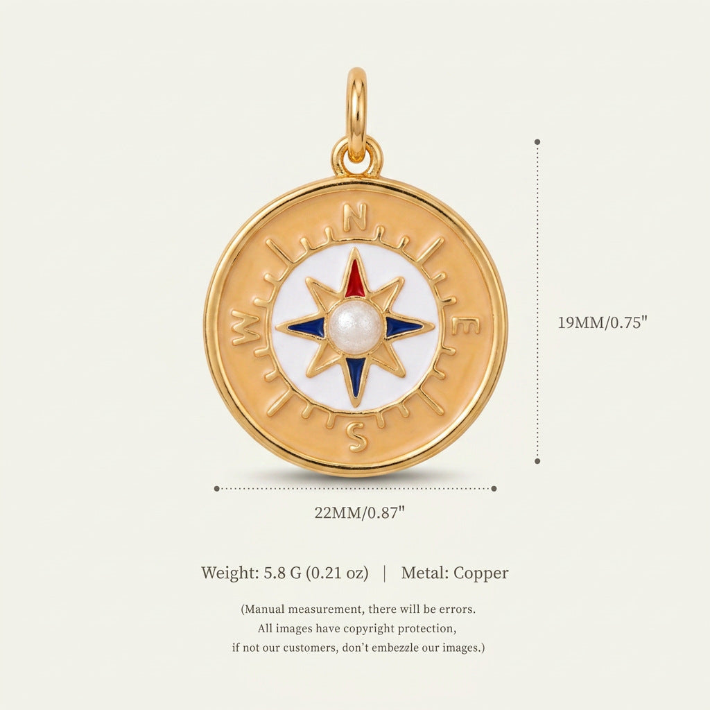 Wholesale Electroplated Copper Compass Pendant Travel Motif Fashion Accessory For Boutique Resale