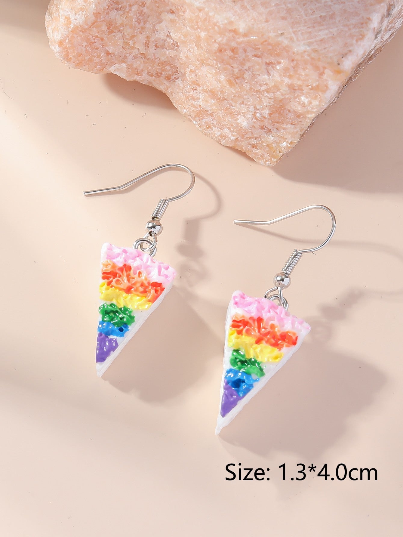 Wholesale rainbow cake inverted triangle acrylic pendant earrings