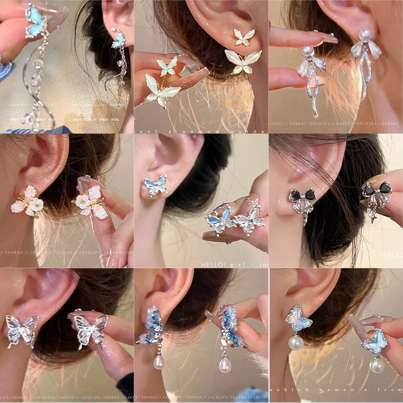 Wholesale 2026 Collection: Women' s Micro-Pavé Zircon Bowknot Earrings — S925 Silver Posts,  Niche-Style High-End Pearl Studs