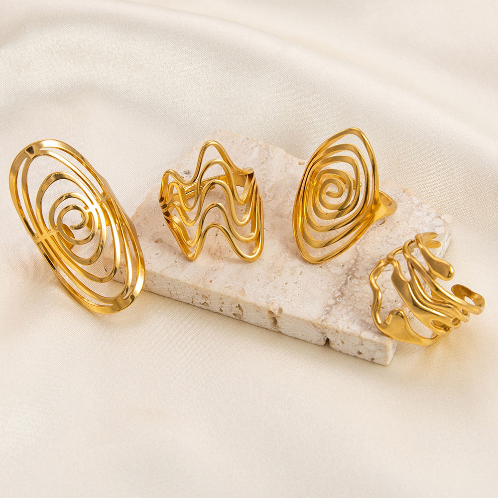 Wholesale Irregular Oval Luxury 18K Gold Rings ACC-RS-YuHui005