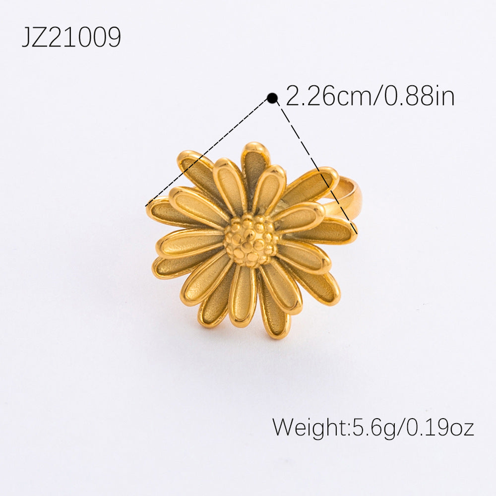 Wholesale Daisy Ring Stainless Steel Plated 18K Gold Light Luxury Rings ACC-RS-LLT008