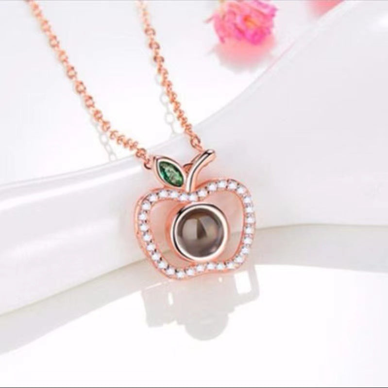 Wholesale Apple Shaped Projection Love Language Necklace