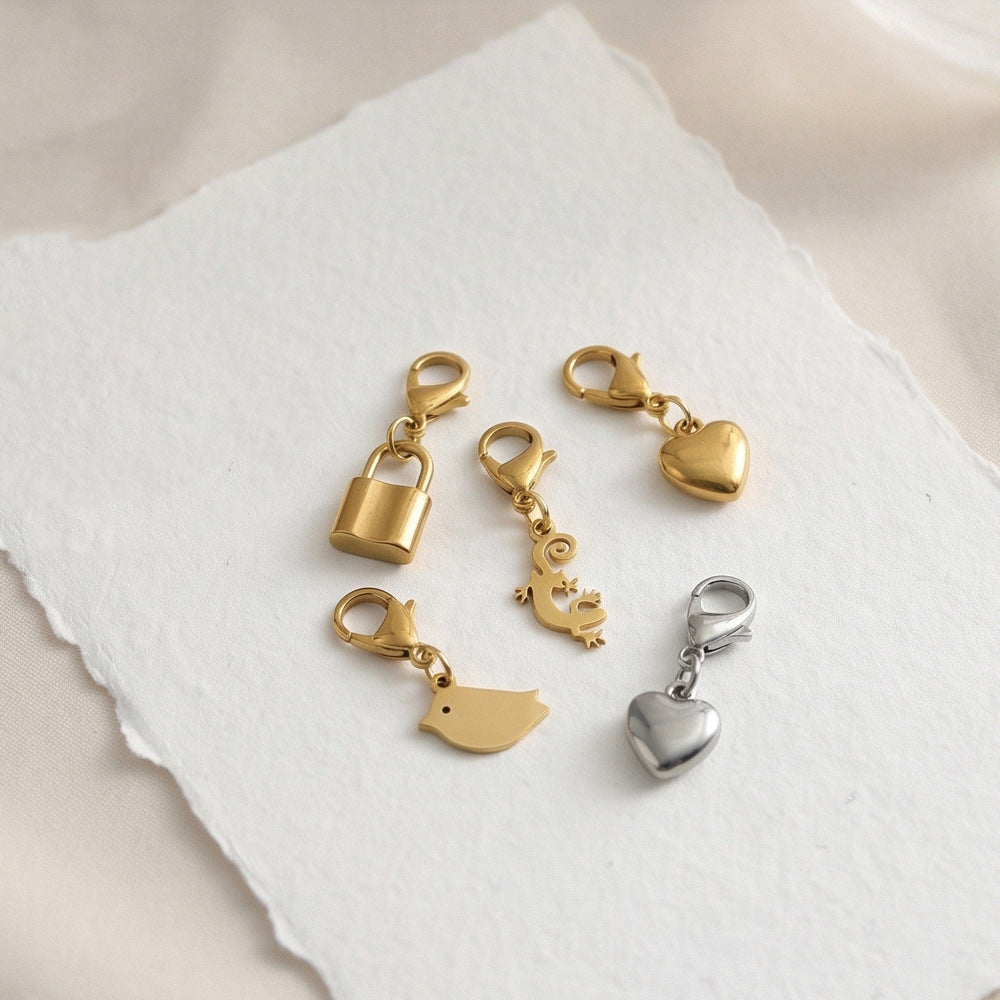 Wholesale Stainless Steel Gold Silver Patterned Lobster Clasp Pendant DIY Shoe Charm Jewelry Accessory Boutique Gift