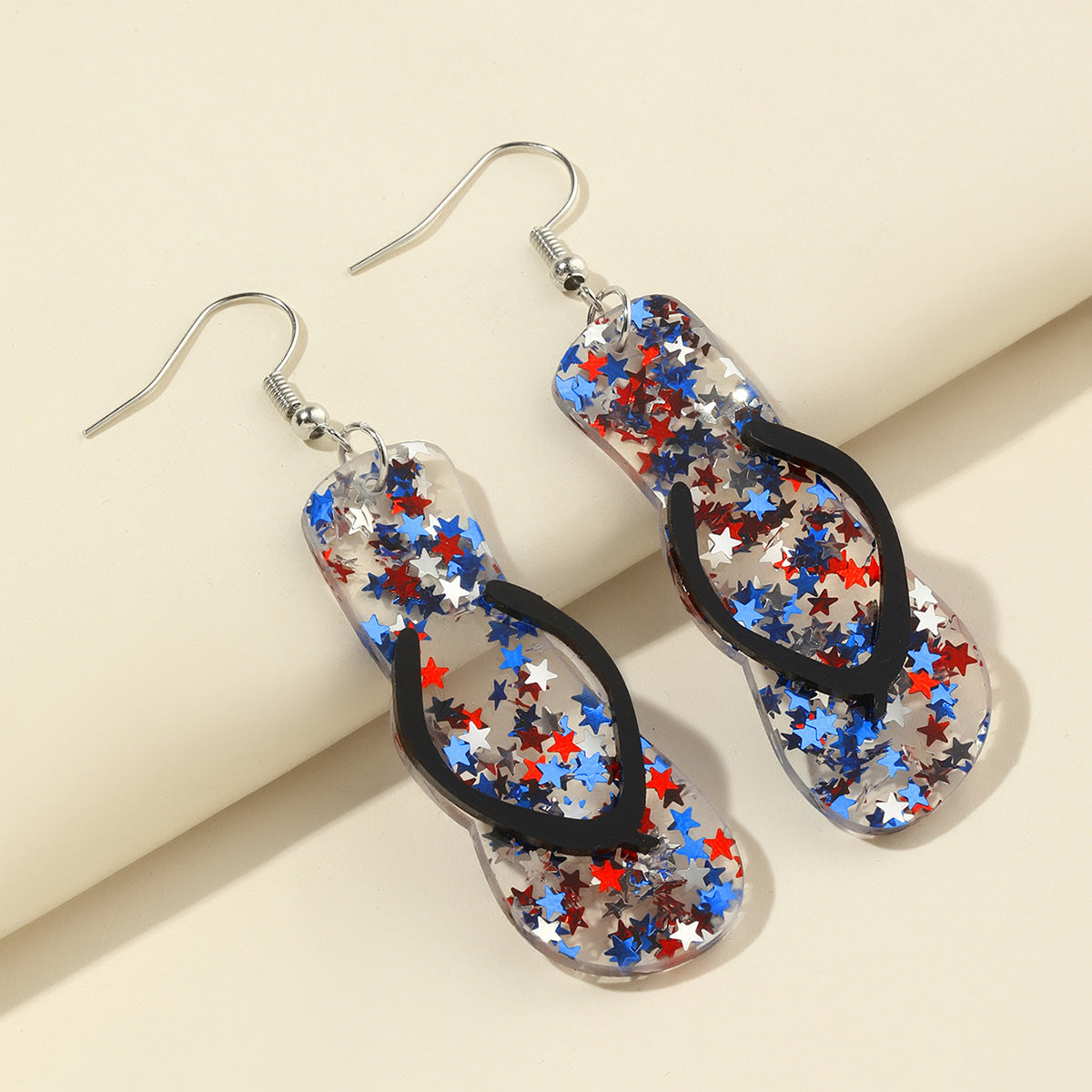 Wholesale  US Independence Day National Day Bikini Flip Flops Acrylic Personality Earrings