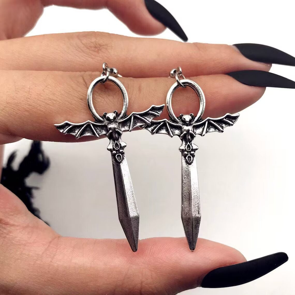 Wholesale Bat Design Earrings Ancient Silver Alloy Jewelry Accessory