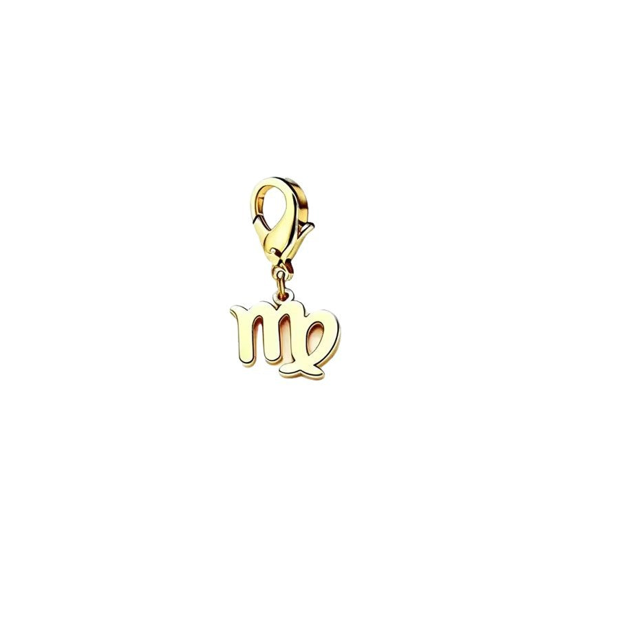 Wholesale Casual Stainless Steel Zodiac Pendant Charms with Lobster Clasp for DIY Jewelry Bracelets Necklaces,  Gift Idea