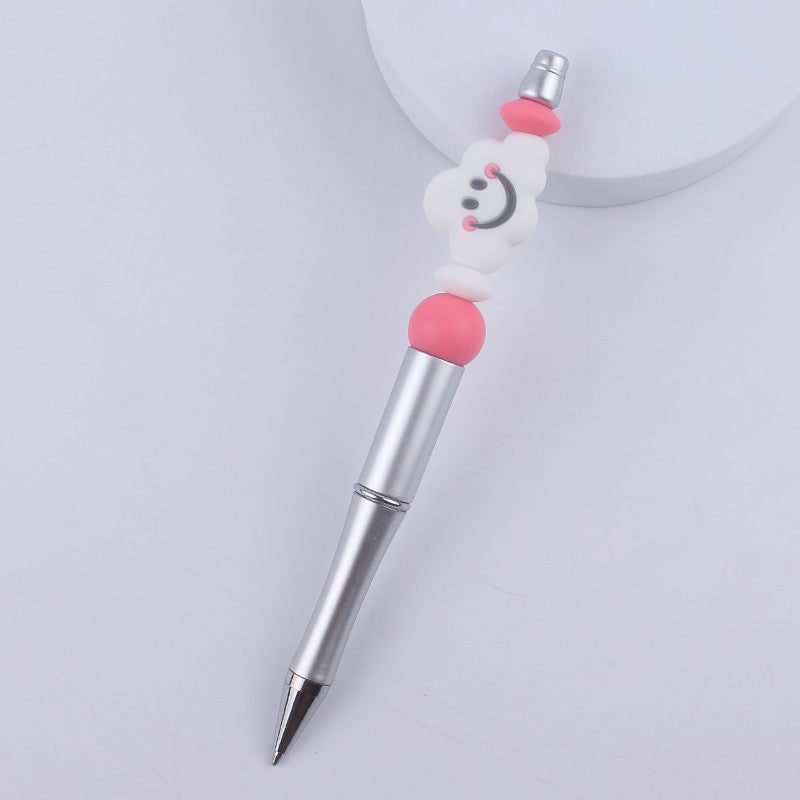 Wholesale beaded pen creative cartoon rainbow cloud silicone beaded pen  ballpoint pen