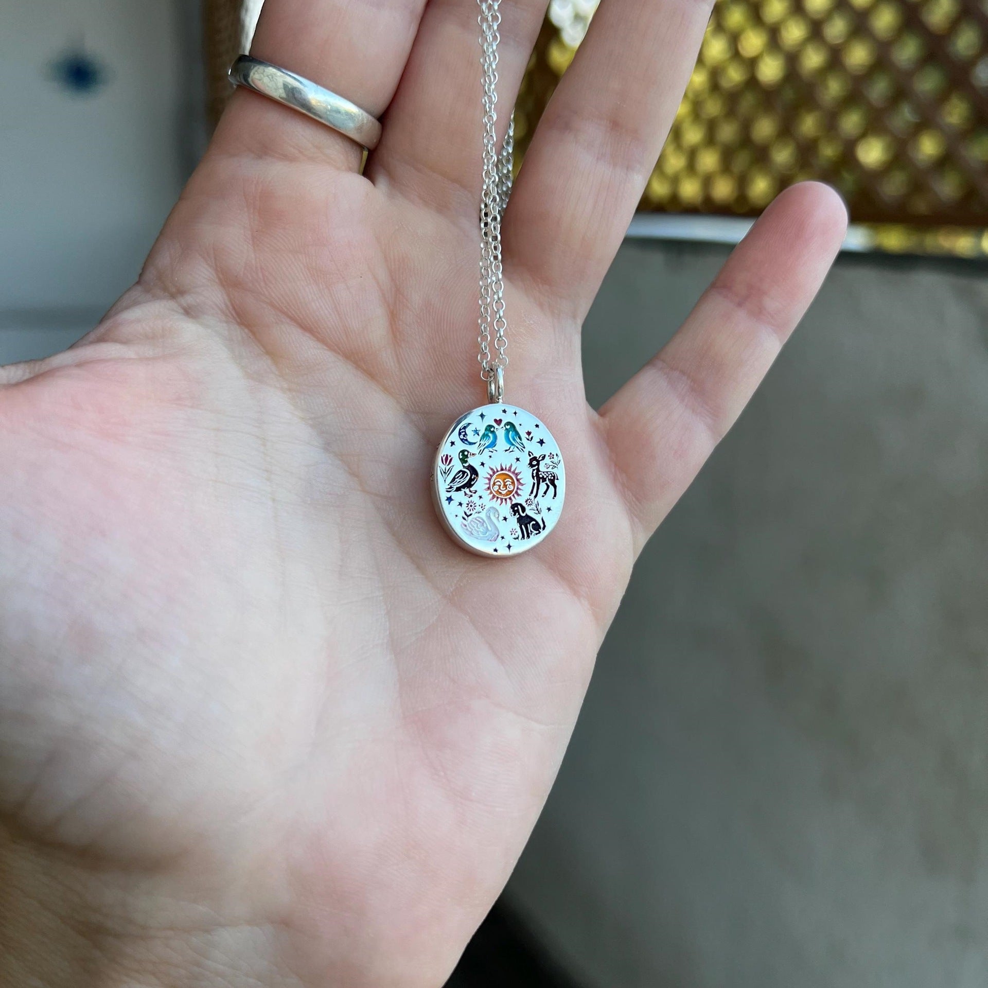 Wholesale Titanium steel painted oil drip rabbit dog necklace