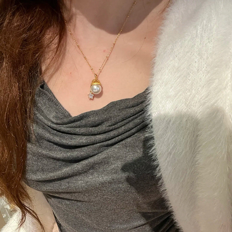 Wholesale Christmas hat star necklace