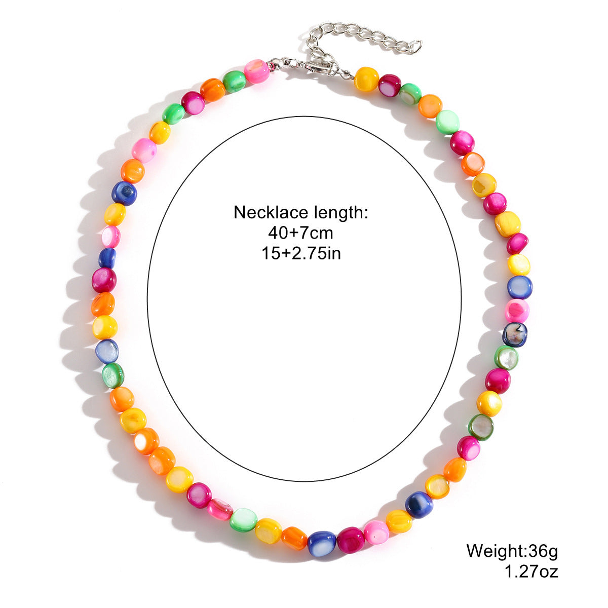 Wholesale  Necklace Bohemian Style Colorful Gravel Ins Necklace Women' s Natural Stone Beaded Necklace