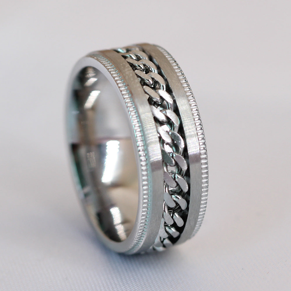 Wholesale  titanium steel 8MM chain couple ring